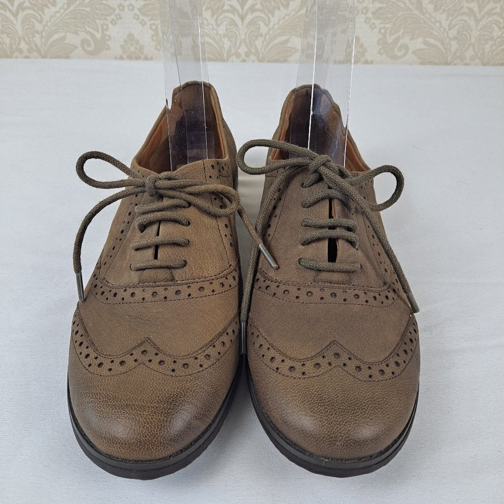 Arturoo Chiang Size 7M Olive Green/Brown Leather Lace Up Wingtip Loafer NWT